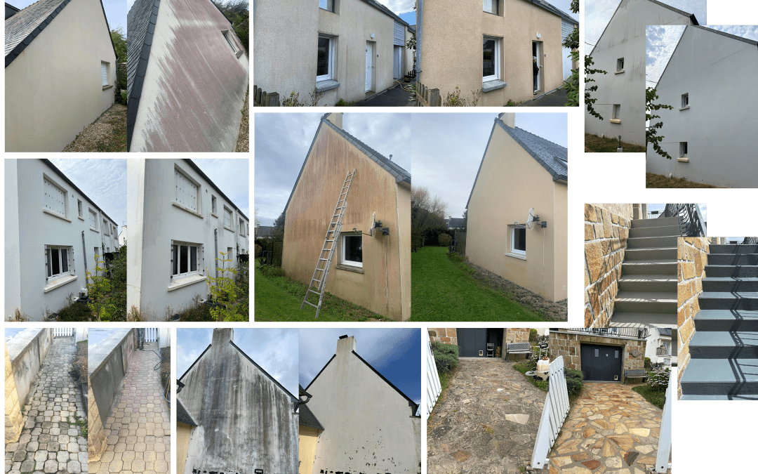 Nettoyage et rénovation extérieure complète : façades et sols – avant / après
