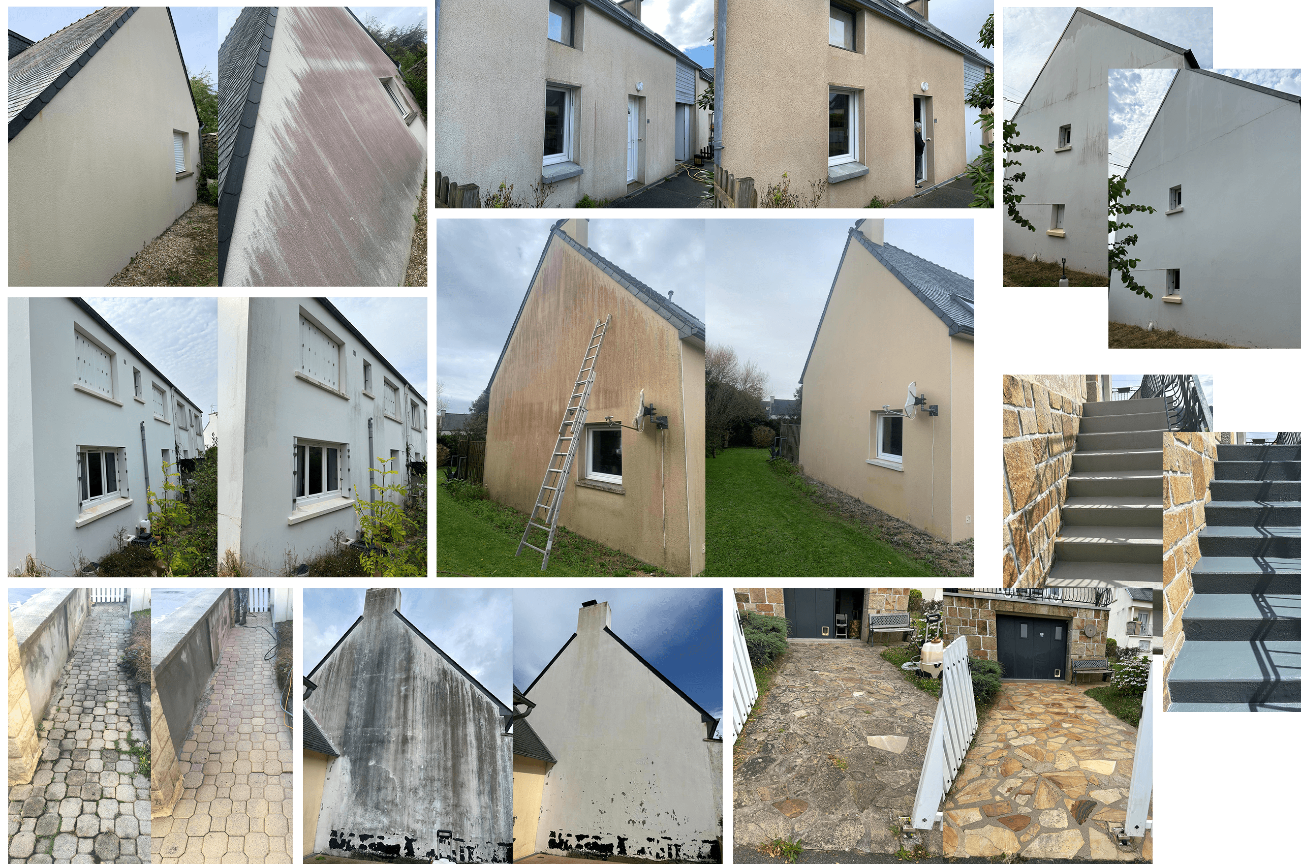 Nettoyage et rénovation extérieure complète : façades et sols – avant / après